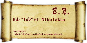 Bölöni Nikoletta névjegykártya